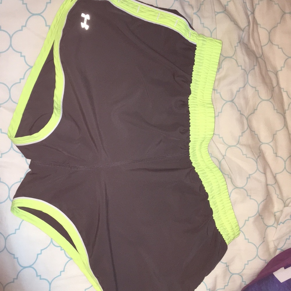 Grey and yellow athletic shorts